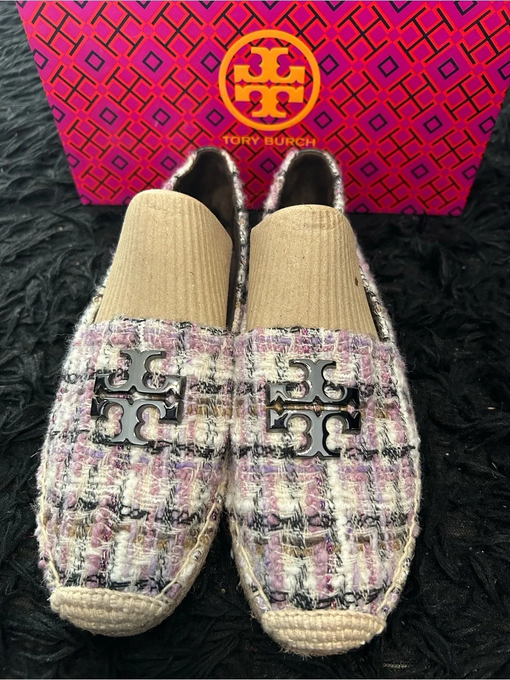 TORY BURCH TB multicolored espadrille flats slip on shoes women’s 8 new